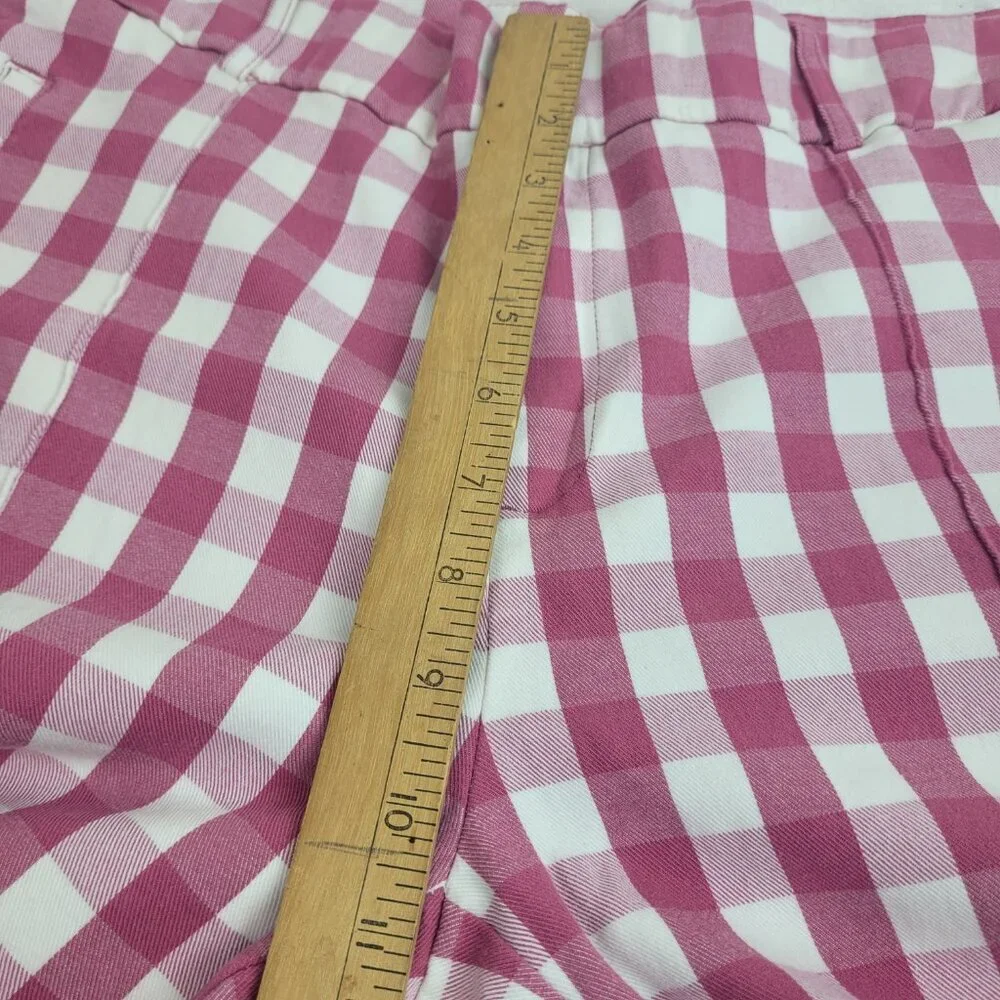 Time and Tru pink white gingham check capri pants zip front pockets pinup 18 - Picture 5 of 11